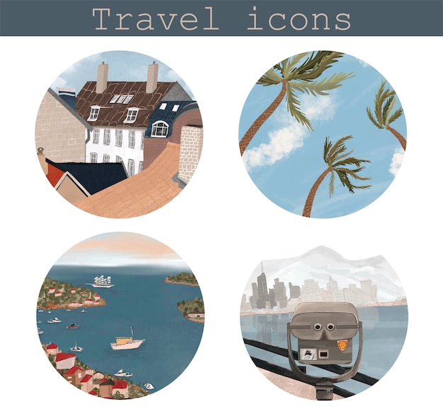 Travel set icons