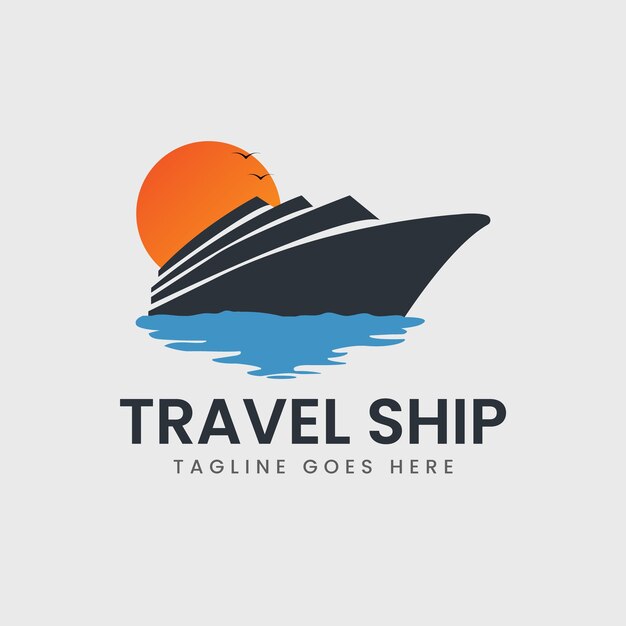 Vector travel ship logo design vrctor template