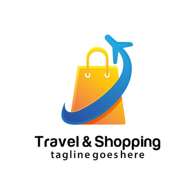 Modello di progettazione del logo per viaggi e shopping