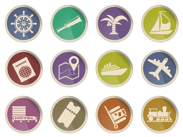 Travel simple vector icon set