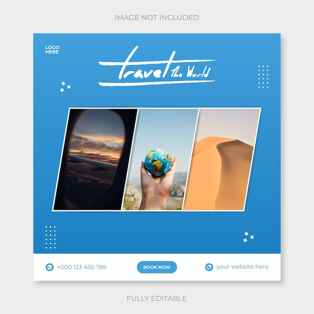 Travel social media ads template design