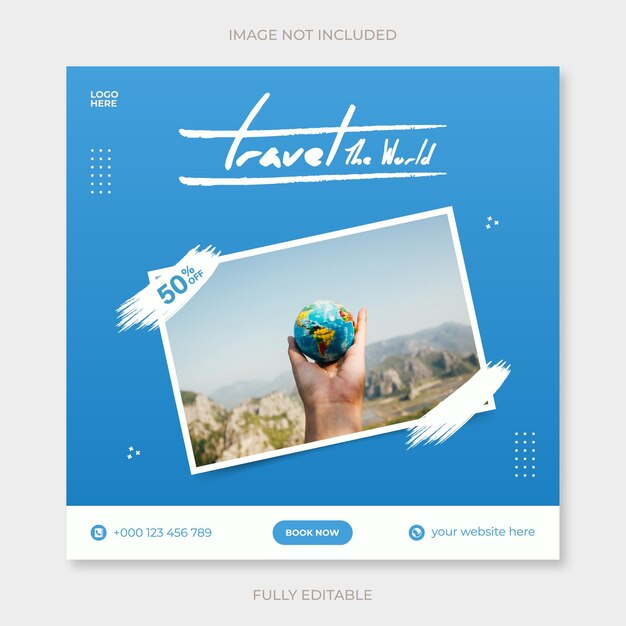 旅行ソーシャル メディア広告テンプレート デザイン