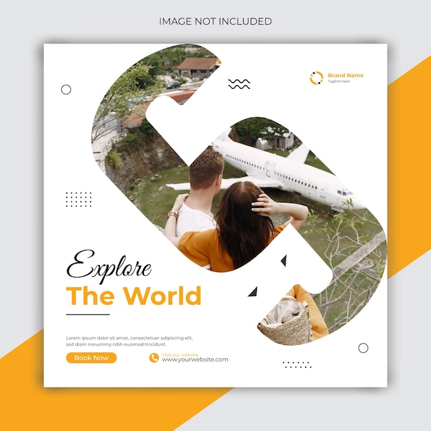 Travel social media banner or instagram post template design