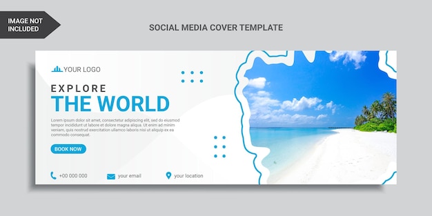 Travel social media cover flat design or web banner