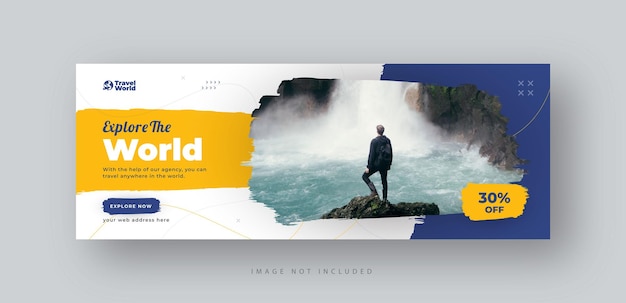 travel social media facebook cover web banner template, holiday or vacation banner