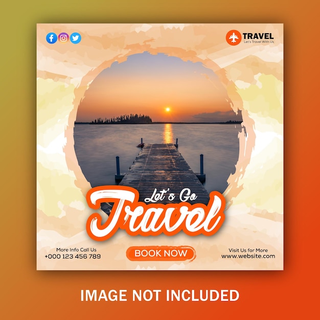 Travel social media instagram post banner template