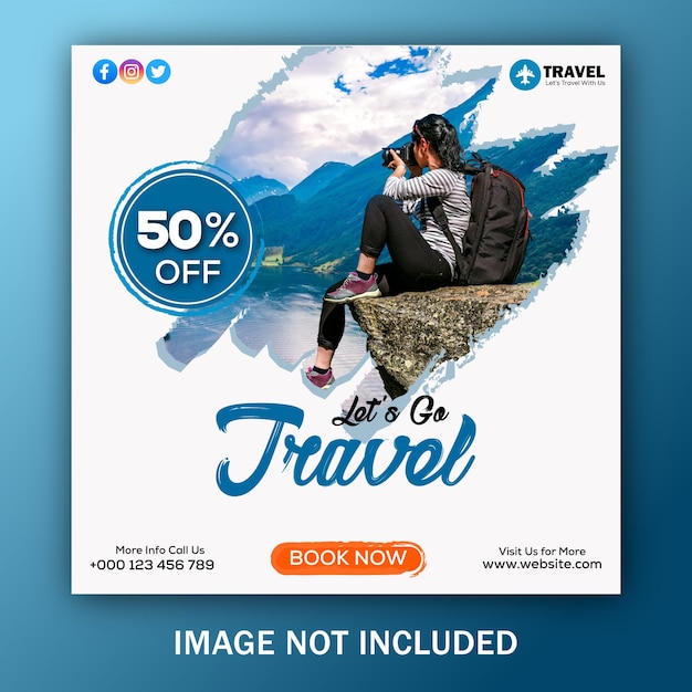 Travel social media instagram post banner template