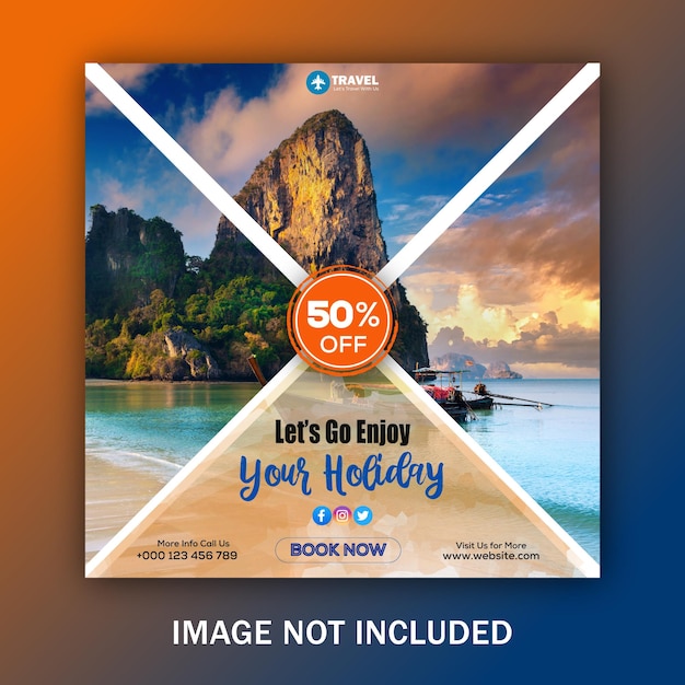 Travel social media instagram post banner template