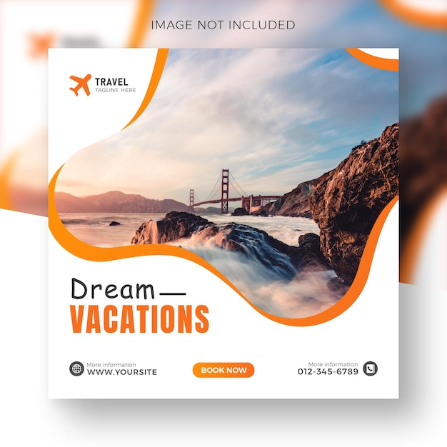 Travel social media post, and adventure banner, travel template, travel offer,