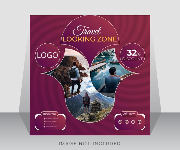 Vector travel social media post design templet