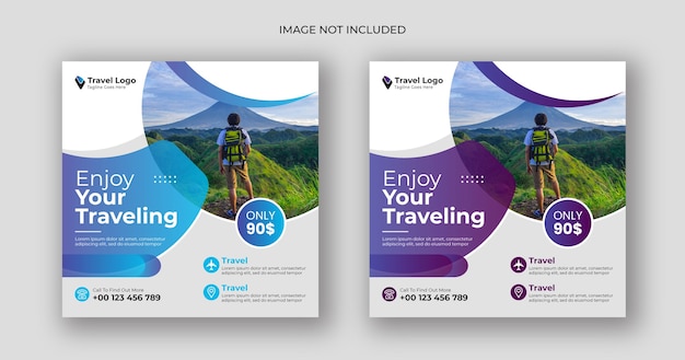 travel social media post square banner template