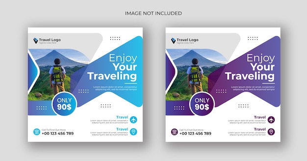 travel social media post square banner template