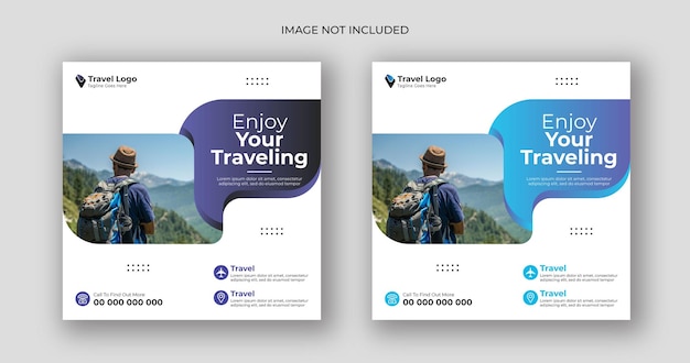 Travel social media post square flyer template