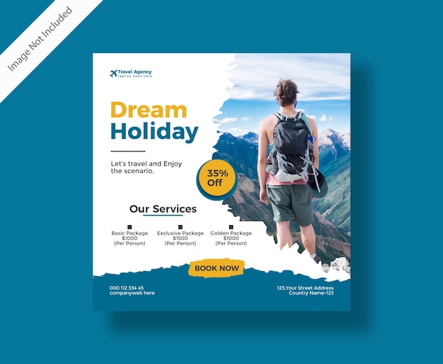 Travel Social Media Post Template Design Premium Template