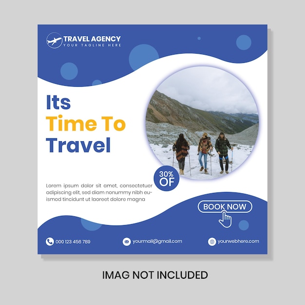 Travel social media post vector template