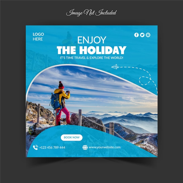 Vector travel social media post web template