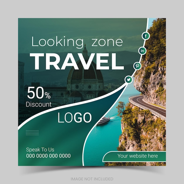 Vector travel social media post