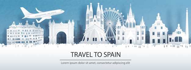 Vector travel to spain with famous landmark.