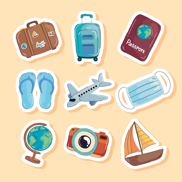 Vector travel sticker set