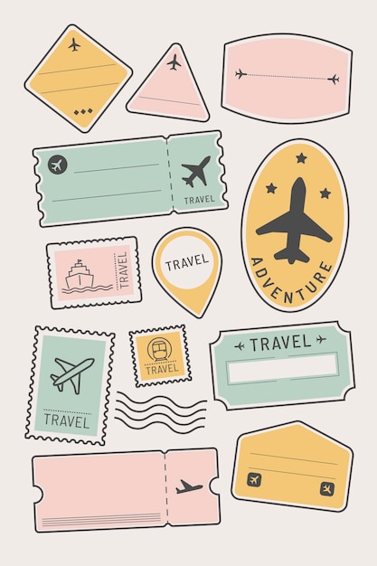 Vector travel stickers and badge set vector