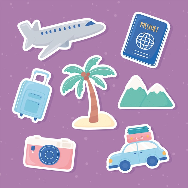 Vector travel stickers set