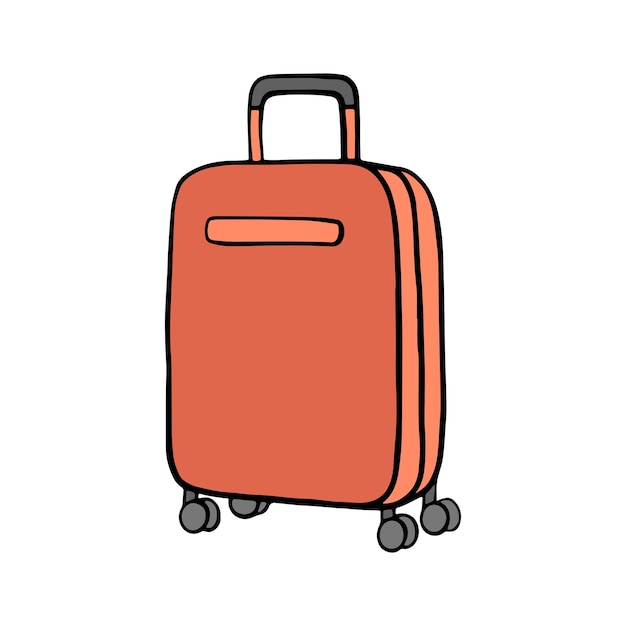 Vettore valigia da viaggio in clip art in stile doodle bagaglio a mano