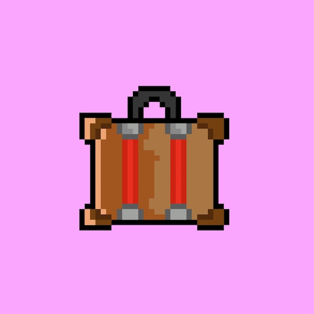 Travel suitcase with pixel art style
