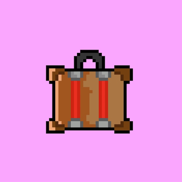 travel suitcase with pixel art style