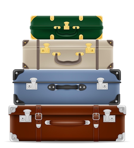 Travel suitcases on white