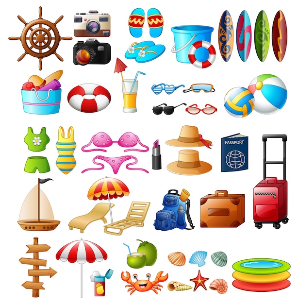 Travel and summer holiday icon set