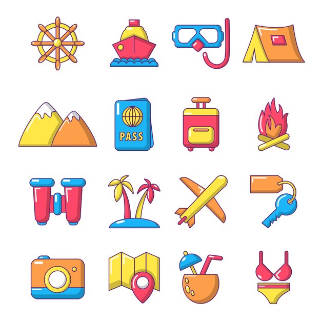 Travel summer icons set