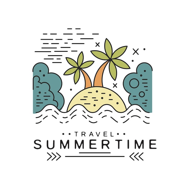 Vector travel summertime logo design summer vacation emblem design element for travel agency tropical resort vector illustration on a white background