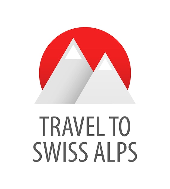 スイス アルプス ベクトル バッジ イラストへの旅行します。