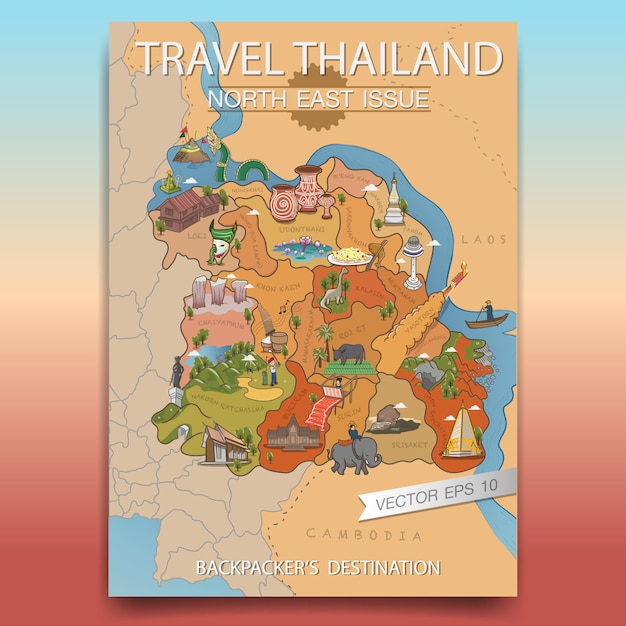 ベクトル travel thailand north eastポスター