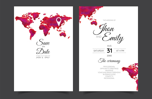 Travel theme wedding invitation card