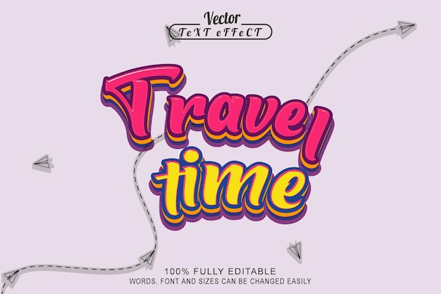 Travel time 3D text effect, Travel time text effect, 3D font