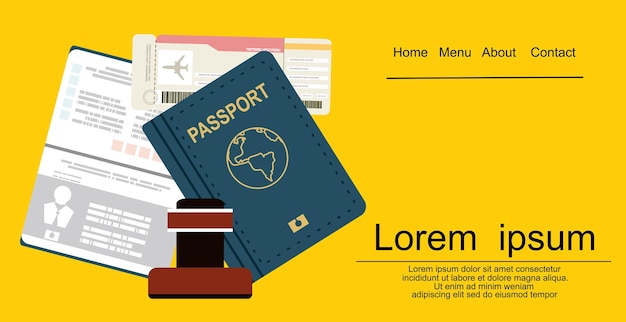 ,Travel time template. International passport, boarding pass, tickets