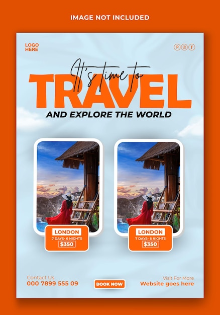 Vector travel and tour ads promotional flyer template design