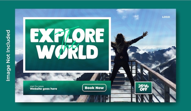 Vector travel tour ads promotional web banner template design