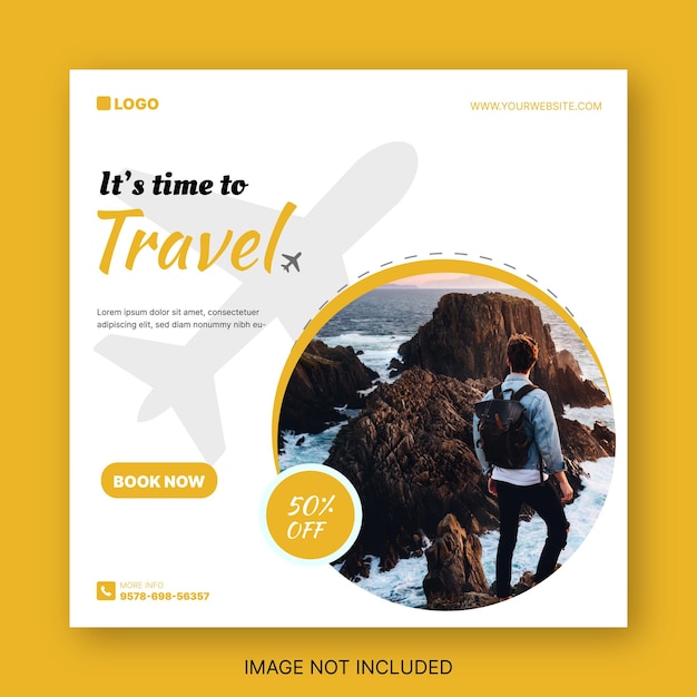 Travel tour and adventure Instagram post or social media post Vector template