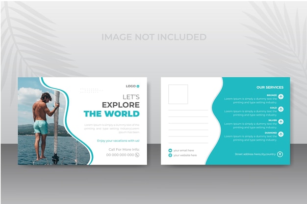 Vector travel tour agency postcard design template