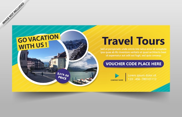 Travel tour banner template for website and voucher