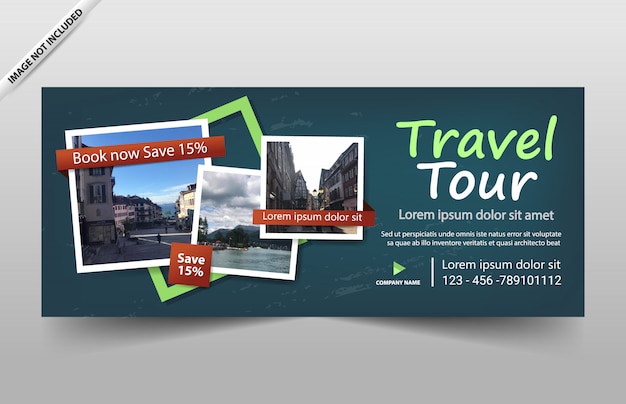 Modello di banner tour di viaggio per sito web e voucher