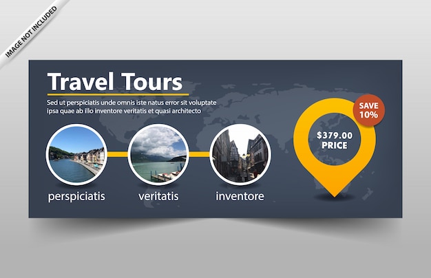 Modello di banner tour di viaggio per sito web e voucher