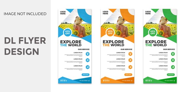 Travel and tour company modern dl flyer and rack card design