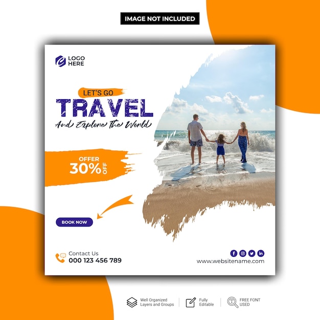 Vector travel tour dream holiday instagram post or social media post template