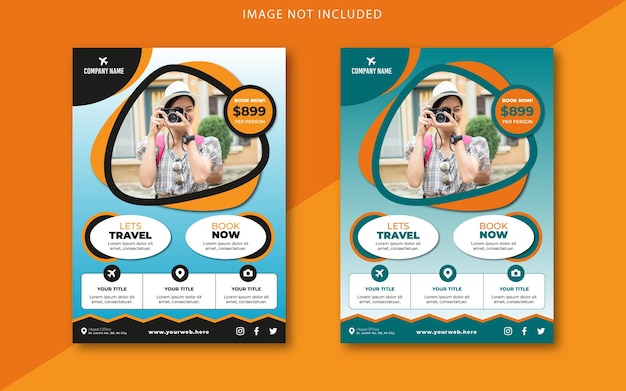 Travel tour flyer template with photo