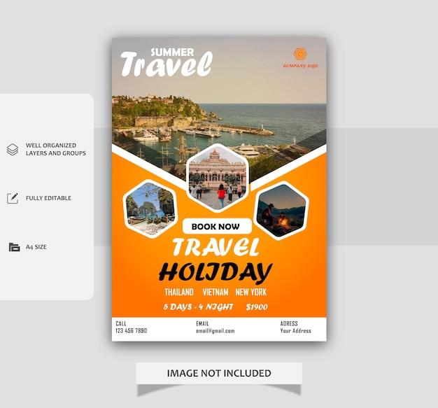 Vector travel tour flyer template