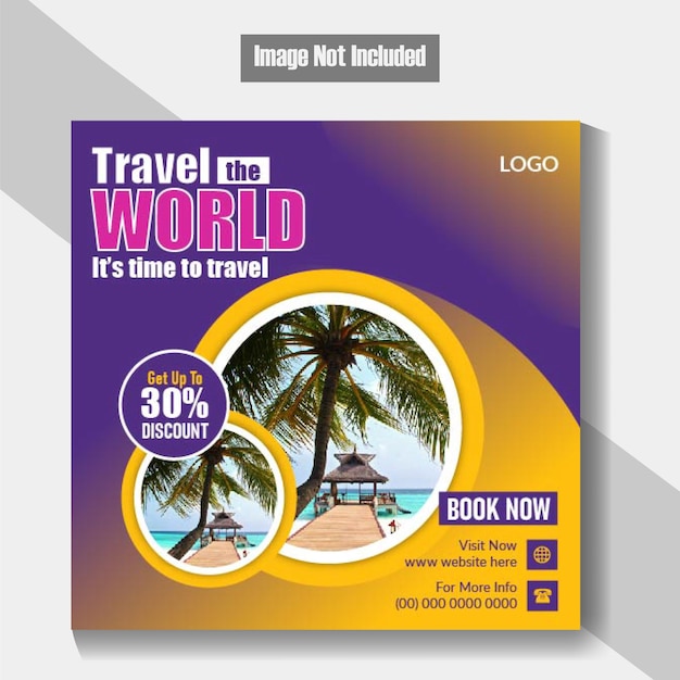 Travel tour holiday tourism agency promo social media post and instagram banner