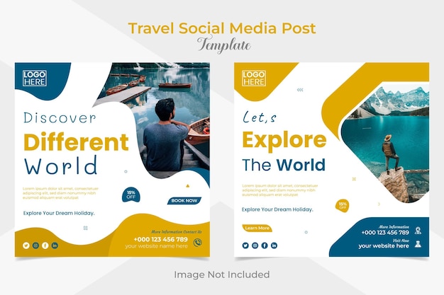 旅行とツアーの休日の休暇のソーシャル メディアの投稿と facebook と instagram の投稿バナー テンプレート
